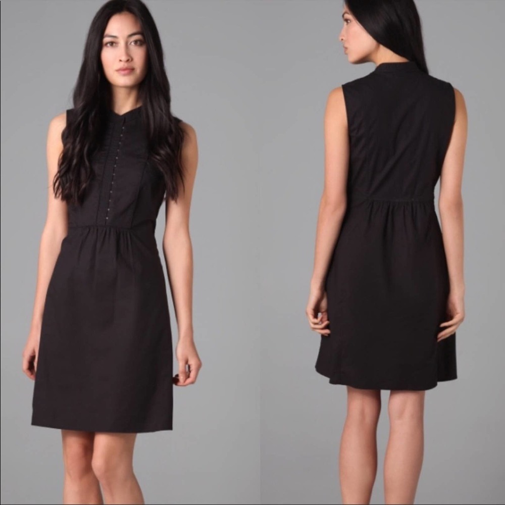 Theory Cyrena Black Silk blend Midi Dress Size 10